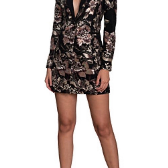 DRESS THE POPULATION Berkley Sequin Bodycon Floral Dress/Jacket - Picture 2 of 7